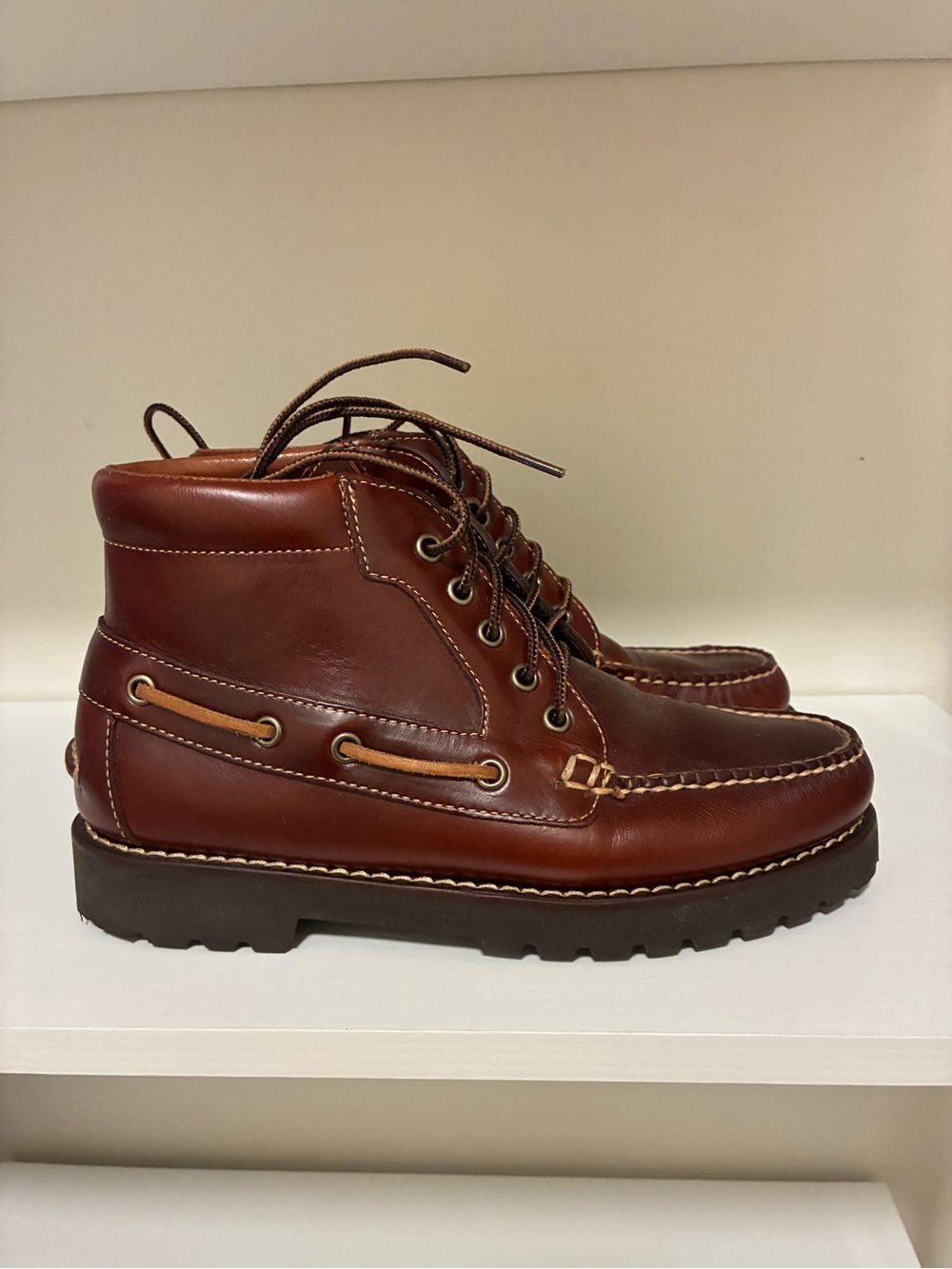 J. Crew Men's Chestnut Brown Leather Chukka Boots